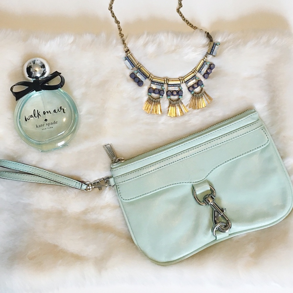 Rebecca Minkoff Mint Leather Wristlet Clutch
